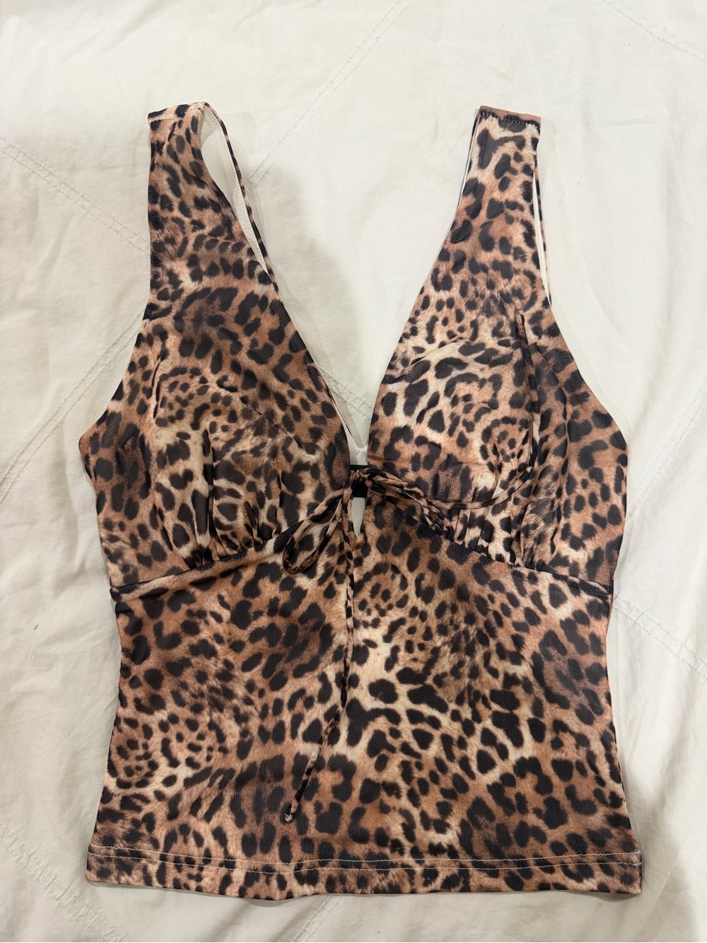 White Fox Boutique Leopard Print Tank Top - Brown NWOT
